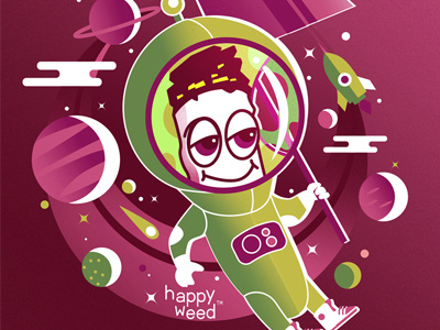 Happy Weed Spaceman recolor digital art happy weed illustration kids space
