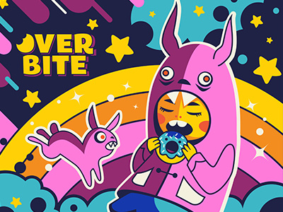 Overbite: Sourbunny 2 bunny cute digitalart donut illustration kawaii kid overbite karyl gil redbubble rabbit rainbow