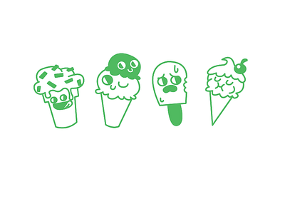 Funny Ice Cream Characters adobe cartoon character cute drawing funny ice cream illustration illustrator