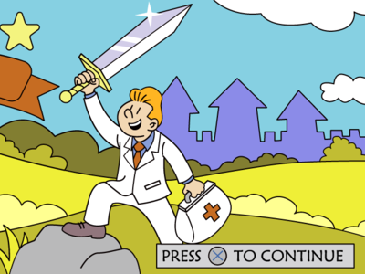 A Sword-Wielding Doctor adobe illustrator cartoon character doctor drawing healthcare illustrator medical sword