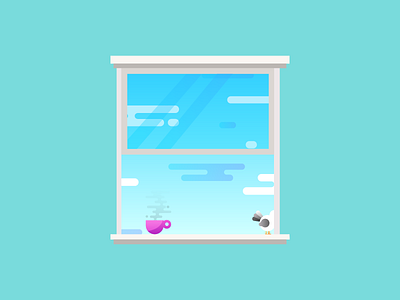 Morning Coffee bird coffee cup illustration morning sky window