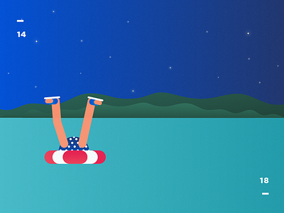 night dip? buoy character dip gradient illustration legs lifesaver night sky summer swim texture