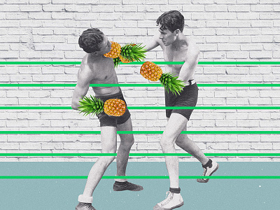 — pineapple boxers boxers boxing collage digital art digital collage noise photo manipulation pineapple retro surreal surrealism vintage