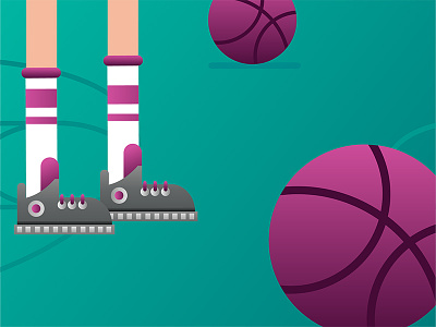 — basketball invites 2d basket basketball competition debut dribbble gradient illustration invitation invites player
