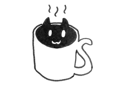 Coffee cat cat coffee illustration simple sketches