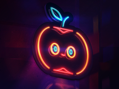 Fruta Cortada apple character design color concept design illustration japan japanese food light neon vector
