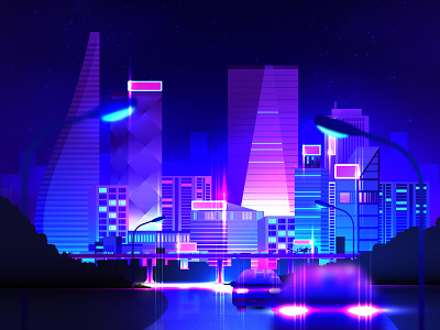 Futuristic City buiding city color illustration vector