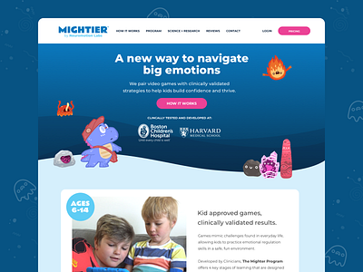 Mightier Homepage Redesign art direction branding emotions games kids ui ui ux web design