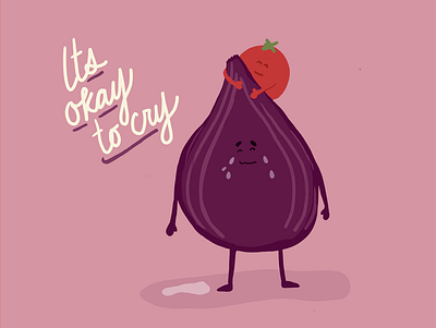 It's okay to cry emotion food hand drawn illustration onion procreate puns