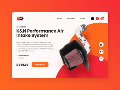 K&N Product Page Concept automotive design photoshop website design
