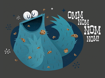 Omm Nom Nom Nom! childrens illustration cookie monster illustration kids art muppets sesame street
