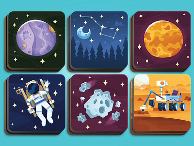 Space Themed Memory Game board games cartoon illustrations character design childrens illustration digital art game art illustration kidlit kids art space vector