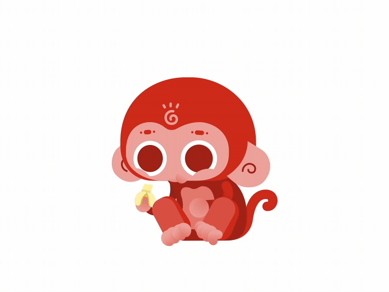 Little monkey eating banana