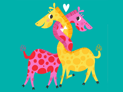 Giraffe love animals character giraffes illustration love