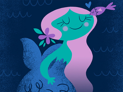 Mermaid kiss character fish flower hair illustration kiss mermaid nautical sea water waves