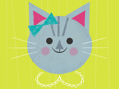 Dressy kitty animal bow cat character illustration pattern