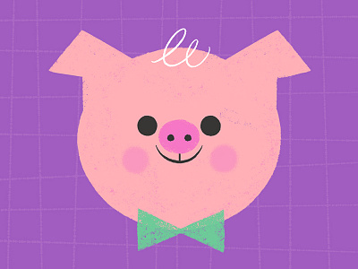 Dressy pig animal bowtie character illustration pattern pig