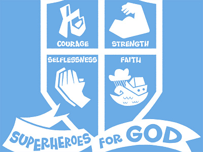 Superheroes for God bible christian hand lettering illustration shield t shirt