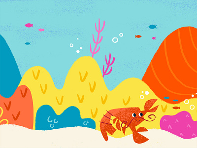 Lobster book character coral fish illustration kid lit lobster ocean sea water