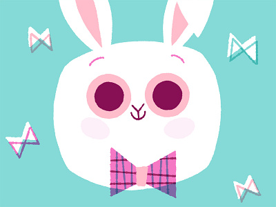 Hoppy Easter bowtie bunny butterflies character dapper easter holiday illustration rabbit spring