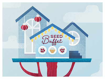 Seed Buffet - The top bird grain grain texture grainy house houses illustration illustrator seeds tree treehouse