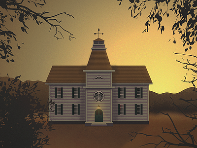 Roanoke AHS House - Happy Halloween! ahs american horror story architecture building halloween haunted house illustration scary spooky sunset texture