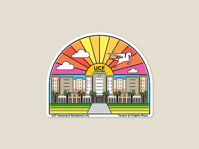 UCF Housing Sticker Series - Towers @ Knights Plaza illustration sticker sticker series stickers towers towers @ knights plaza ucf housing