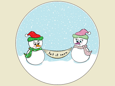 Let It Snow holiday illustration snow snowlady snowman snowpeople winter