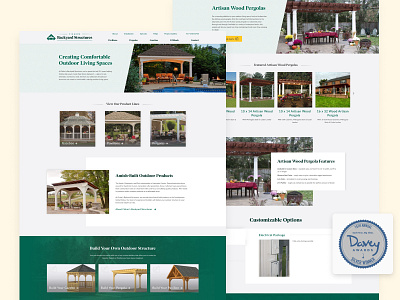 Fishers Backyard Structures award winning design ecommerce homepage outdoor structures website website design