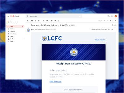 Email Receipt daily ui challenge dailyui ecommerce email gmail inbox leicester city f.c. message notification reciept soccer web web design