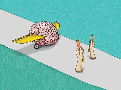 Brain guided by hands illustration illustration digital wacom