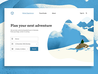 Winter in Colorado | Booking page booking branding design illustration tour travel typography ui ux web website winter