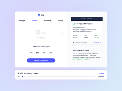 Cozy Protected Investment Input Modal crypto defi design ui ux web 3.0