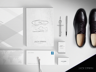 Jack Erwin Mock Branding Kit branding clean identity kit paper shoes startup stationery