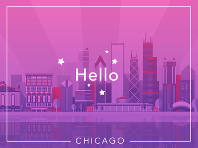 Hello Chicago building chicago city doorman graphic skyline skyscraper startup