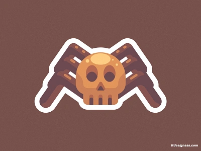 Creepy Stickers I (Spider Skull ) charcter cool colors creeper creepy cute dark flat flat design flat art icon illustration logo mark skull spider spider legs spider skull sticker sticker design vector