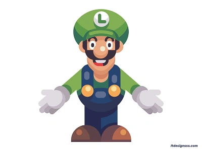 Luigi 2d character character design characters cute illustration design designer flat flat art flat design game design illustration illustration art illustrations luigi mario mascot super mario vector vector art