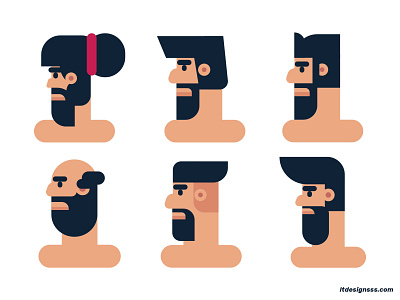 Men Hair Style ( Side View) 2d avatar avatars characters design designer flat art flat design flat designs flat illustration hair hair style illustration illustration illustrations male male characters mascot shapes simple shapes vector