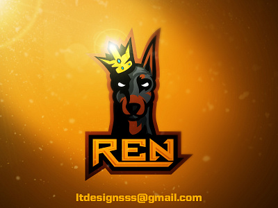 Ren agressive bold designer doberman dog esports gamers gaming illustration mean pinscher sports