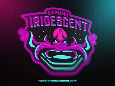 Iridescent agressive bold designer esports gamers gaming illustration mean neon octopus sports