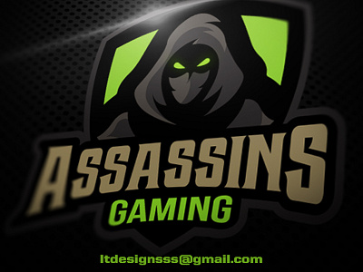 Assassins Full Logo agressive assassin bold designer esports gamers gaming green illustration mean sports