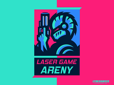 Areny brading design designer futuristic gun identity knight laser lasergaming logo mascot poster posterlogo robot sports