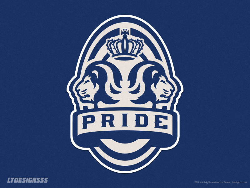 Pride logo design sports badge royalty lion logo royal crown sports branding soccer football lion badge lions pride sports identity sports badge lion mascot logo