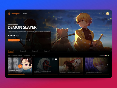 Crunchyroll Series Page Redesign anime crunchy crunchyroll design figma henderson hokh kurt roll ui ux web