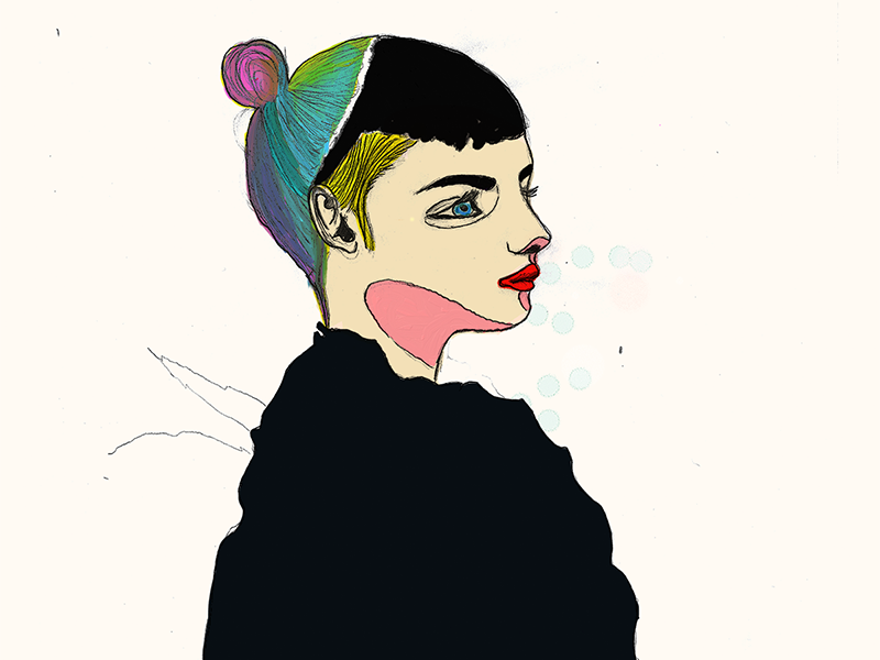 Grimes profile illustration draw oleo hair colors tb grimes