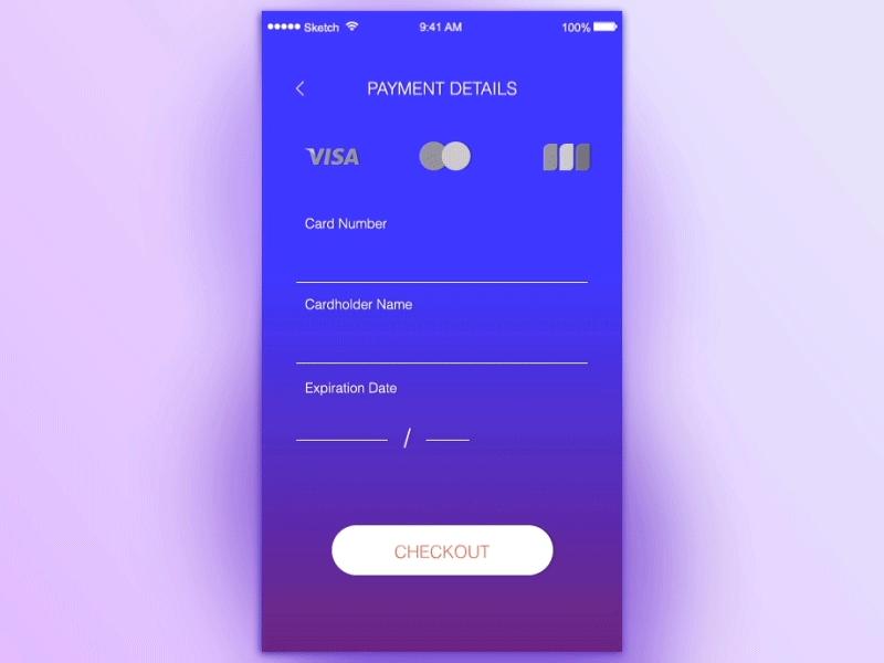 Credit Card Checkout UI app design gif mobile motion prototype ui