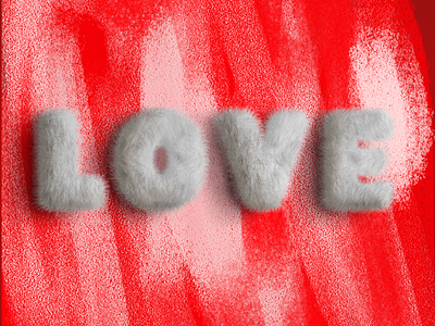 L o v e 3d furry love phrase texture type typography word
