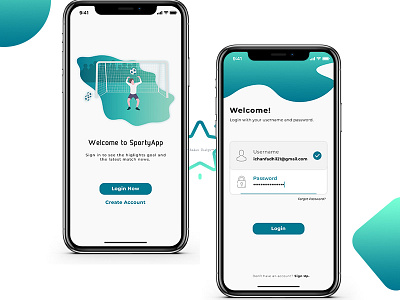 Login for SportyApp. illustration login design login form login page mobiledesign sign in form sign in page sport app ui uidesign userinterface ux vector