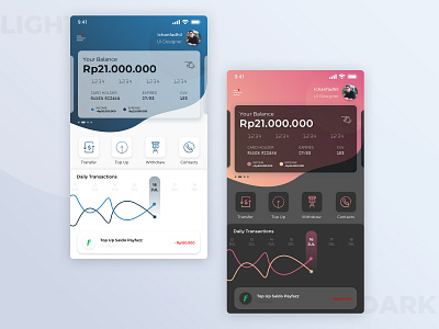 Mobile Banking Light and Dark Concept. bank app banking dark design home light mobiledesign ui uidesign userinterface ux