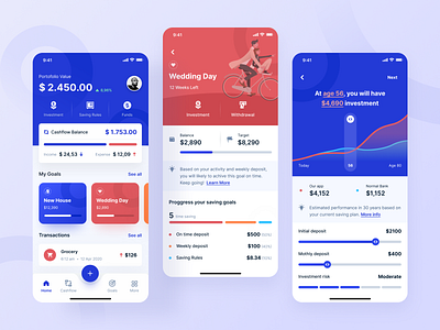 Invest your future 🤩 app design design finance app financial app illustration interaction investments simple design ui vivid colors